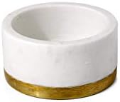 Serene Spaces Living White Marble Bowl with Brass Ring