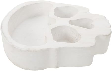Skull-Shaped Wood Candle Holder Halloween Serving Tray
