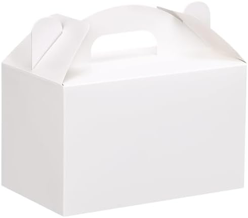 Moretoes 48 Pack White Treat Boxes with Handles for Parties