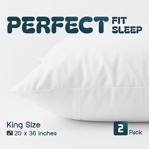 White Classic King Pillow Covers with Zipper 2 Pack