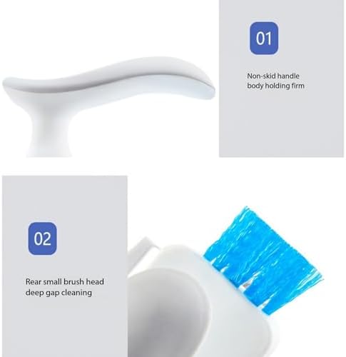 Multi Functional Gap Cleaning Brush with V-Shaped Head and Silicone Scraper