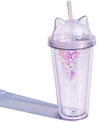 Kid Travel Tumbler with Straw Floral Reusable Plastic Cup
