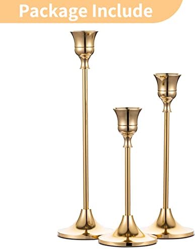 NUPTIO Brass Gold Candlestick Holder Set of 3