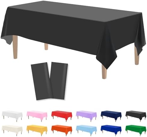 Kopokita 2PCS Black Plastic Tablecloths 54x108 Inch