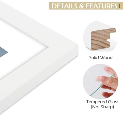 Golden State Art 8x10 White Wooden Picture Frame with Tempered Glass 5 Packs