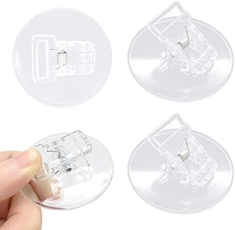 4 Pack Clear Shower Curtain Clips with Self Adhesive Windproof Splash Guard