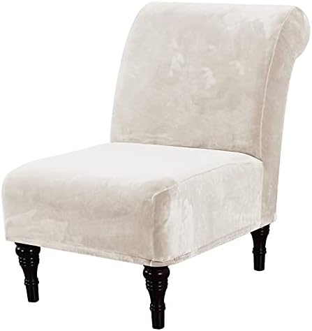 HVERSAILTEX Velvet Armless Chair Cover Ivory