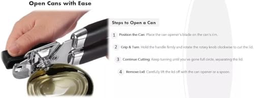 Manual Can Opener with Smooth Edge Blade and Bottle Opener Black 1