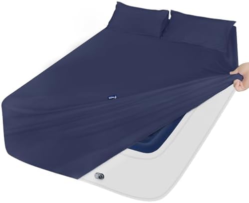 Deep Pocket Twin Sheets Set for Kids Air Mattress - Navy Blue