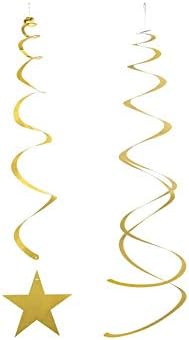 BEISHIDA Gold Star Hanging Swirl Decorations Pack of 15