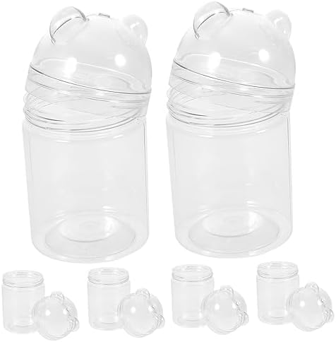 6pcs Transparent Bear Shaped Candy Storage Jars for Party Favors