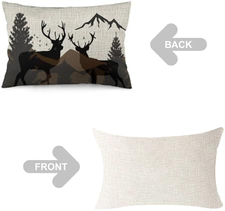 ITFRO Hand-Painted Rustic Forest Wildlife Deer Throw Pillow Case