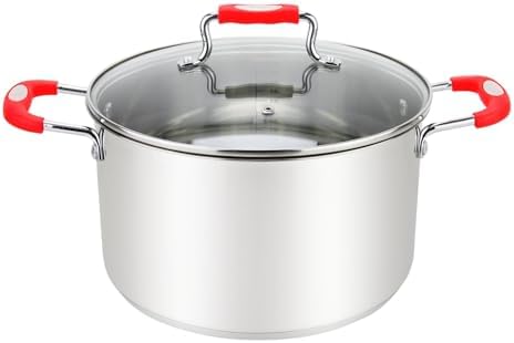 Millvado 11 Quart Stainless Steel Stock Pot with Glass Lid and Handle Safety