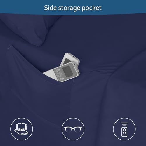 Deep Pocket Twin Sheets Set for Kids Air Mattress - Navy Blue