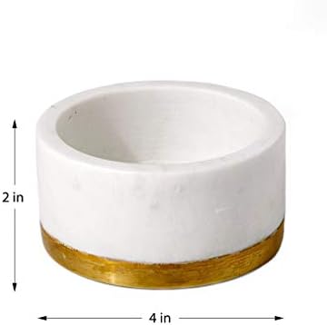Serene Spaces Living White Marble Bowl with Brass Ring