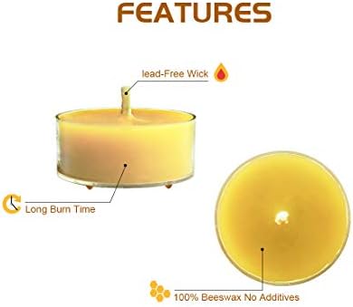 Natural Yellow Beeswax Tea Light Candles 12pcs Organic Scented Clean Burning