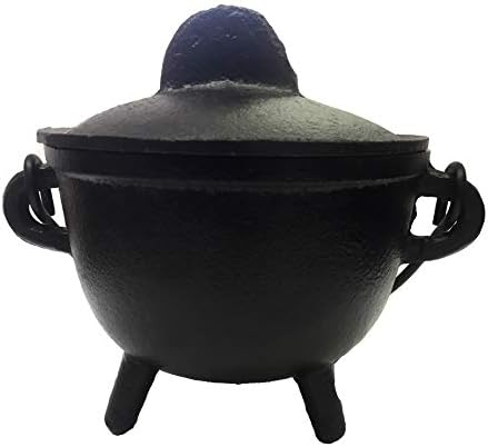 New Age Cast Iron Cauldron with Handle and Lid
