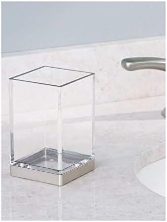 iDesign Tumbler Cup Clarity Collection Clear Brushed Nickel 25x25x4