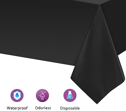 Kopokita 2PCS Black Plastic Tablecloths 54x108 Inch