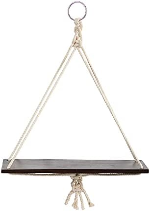 Nearly Natural 18x16 Inch Handcrafted Macrame Wall Hanging with Wooden Shelf