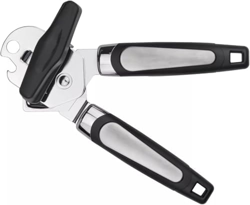 Manual Can Opener with Smooth Edge Blade and Bottle Opener Black 1