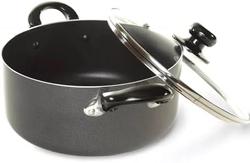 Nonstick Stockpot with Glass Lid 18 Qt Gray