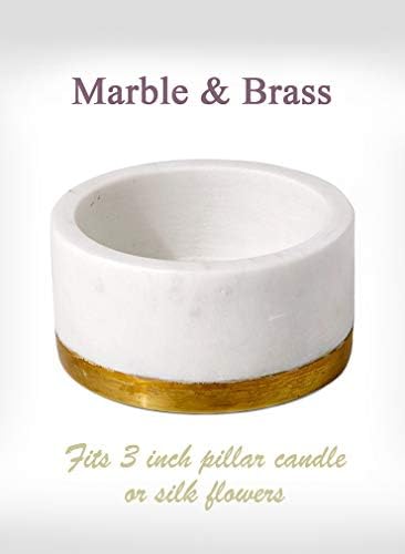 Serene Spaces Living White Marble Bowl with Brass Ring