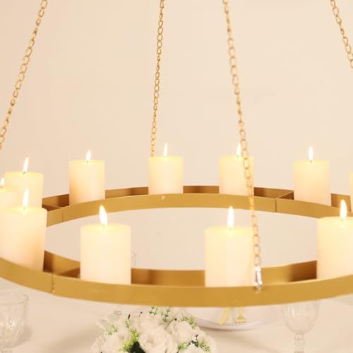 Efavormart Gold Hanging Floral Chandelier Frame - 32 Round