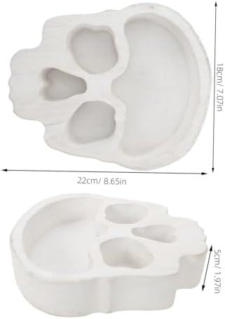 Skull-Shaped Wood Candle Holder Halloween Serving Tray