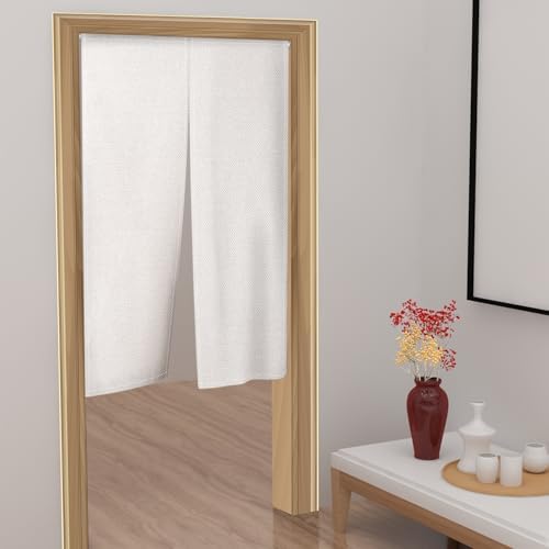 Leowefowa Pure White Noren Curtain Privacy Divider Panel 283 x 472