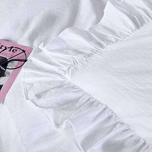 QSH White Ruffle Twin Duvet Cover Set