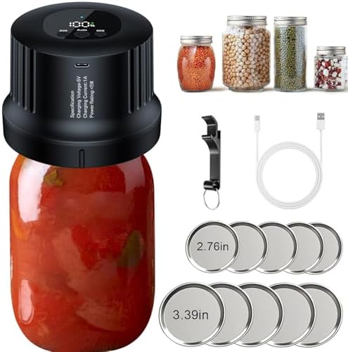 YANOY Electric Mason Jar Vacuum Sealer Kit - 2024 Smart Upgrade Black