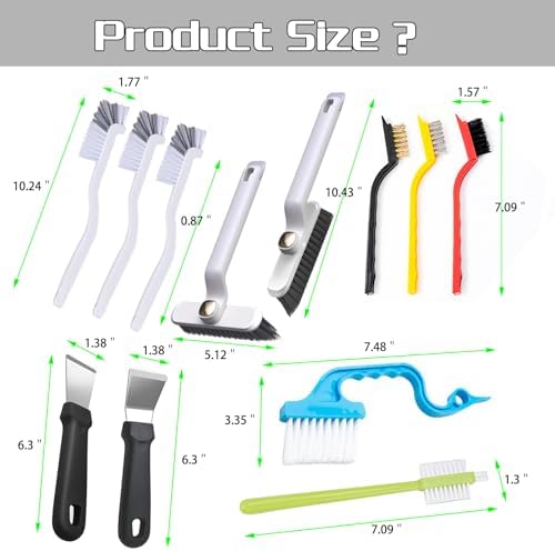 12Pcs Hard Bristle Crevice Cleaning Brush Set for Windows and More