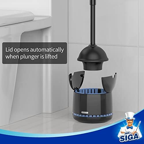 MRSIGA Toilet Plunger with Holder Black