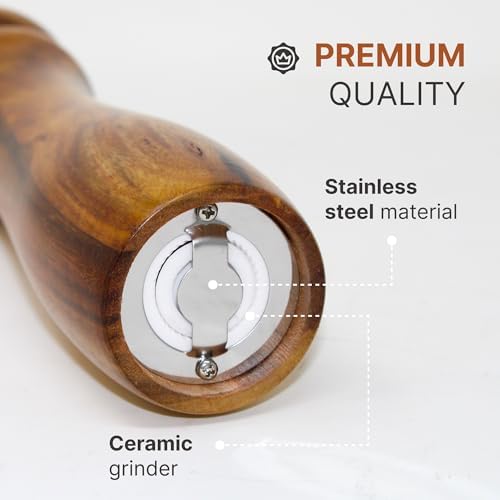 Acacia Wood Pepper and Salt Mill Set 2 Pack