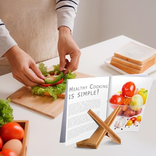 Wooden Cookbook Stand with Adjustable Angle