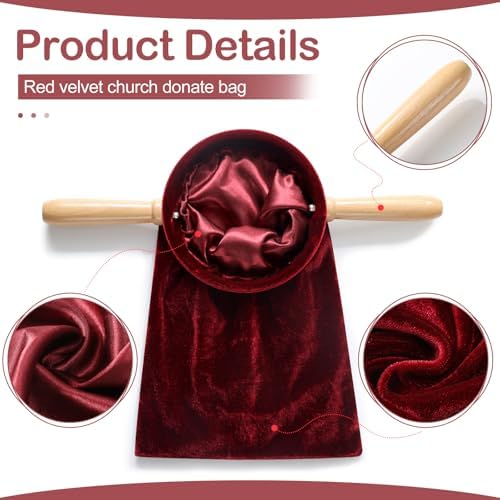 Tioncy Set of 2 Red Church Offering Bags with Handles