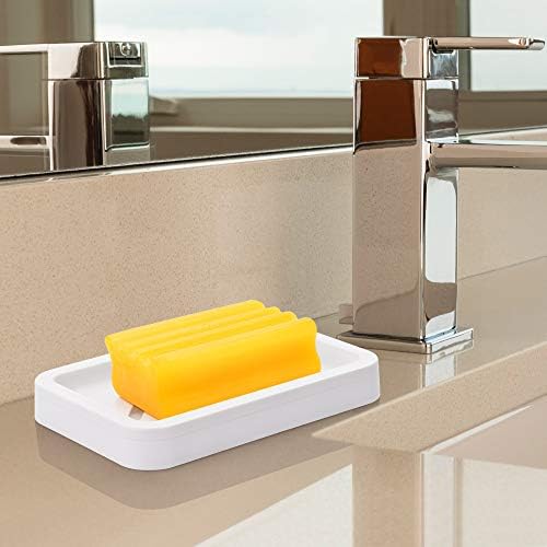 2PCS Draining Soap Dishes with Water Tray Gray