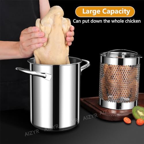 AIZYR Stainless Steel Soup Pot with Basket and Lid