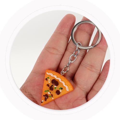 12 Pcs Pizza Keychains Realistic Resin Keyrings