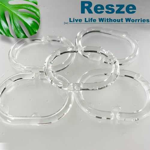 24 PCS Clear Plastic Shower Curtain Rings Hooks Hangers Rod Mount