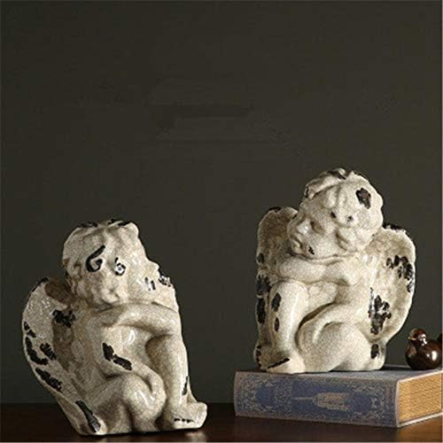 Handmade Ceramic Angel Statue with Wing Baby Boy Decor