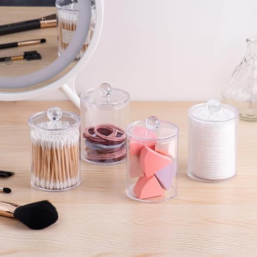2 Pack Qtip Holder - Clear Storage Jars for Bathroom and Vanity