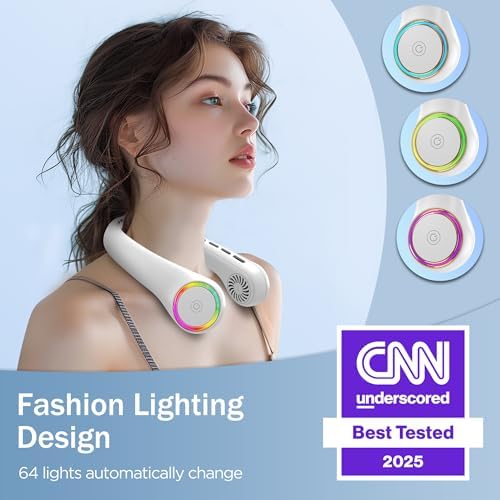 GULAKI Portable Neck Fan with 3 Speeds and 64 Cool Lights