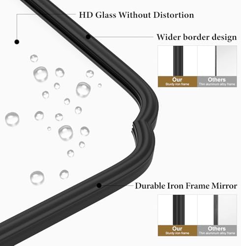 18x24 Inch Black Wall Mirror with Metal Frame