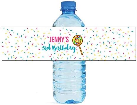100 Lollipop Candy Water Bottle Labels Birthday Party Kids Event Use