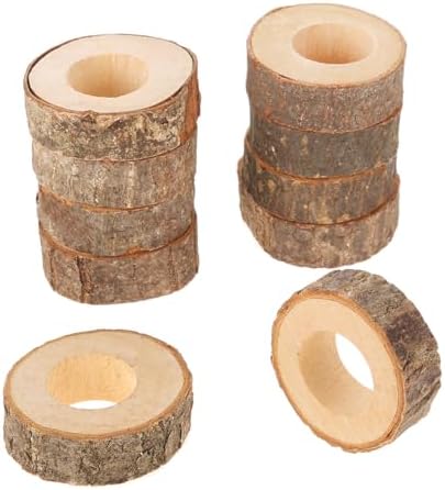Yuudar Rustic Wooden Napkin Rings Set of 10