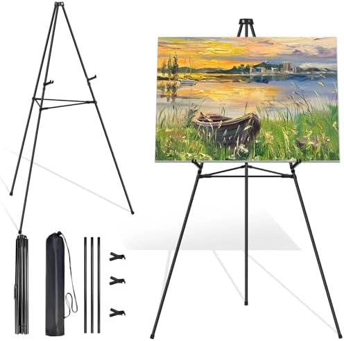 Black Easel Stand with Support Rods for Display