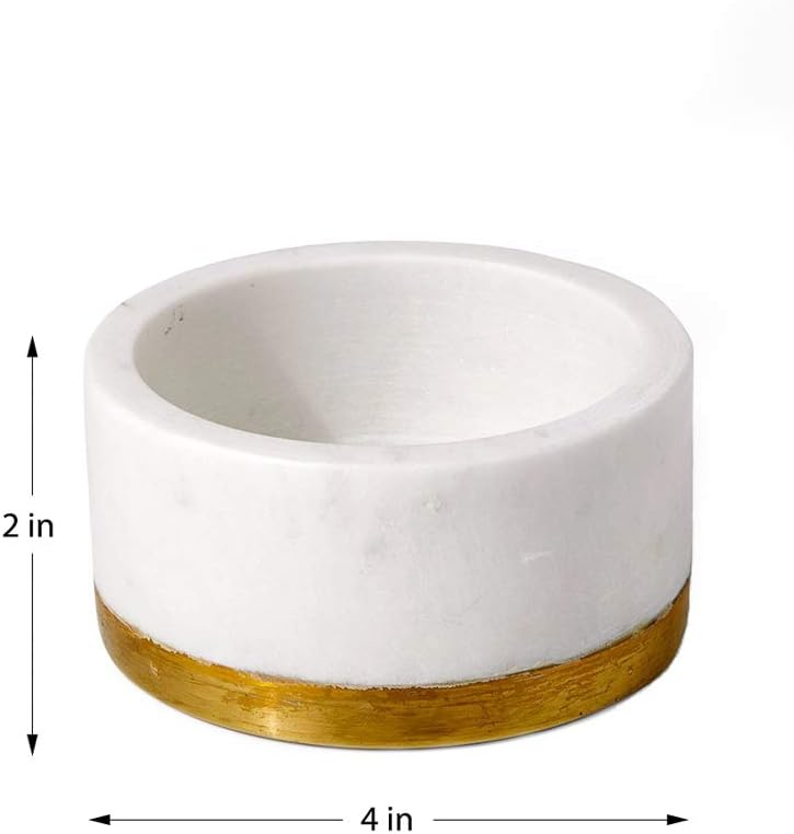Serene Spaces Living White Marble Bowl with Brass Ring