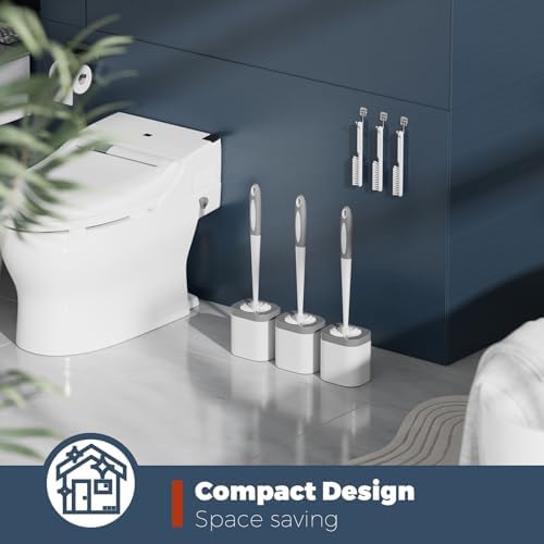 Toilet Brush Set with Holder and 3 Crevice Brushes
